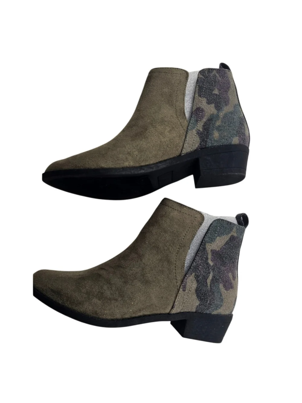 NEW Corkys sz 2 army green Ankle Boots Camo Side Panels Low Heel Western Booties